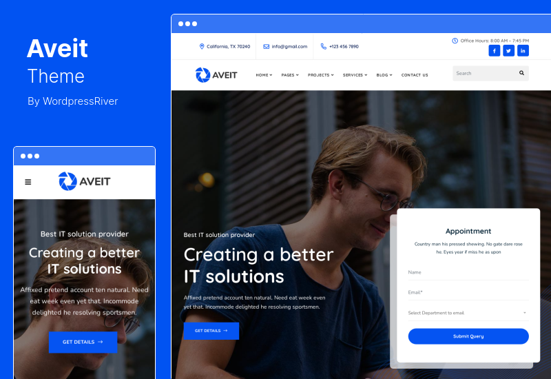 Motyw Aveit - Biznesowy Landing Page Motyw WordPress