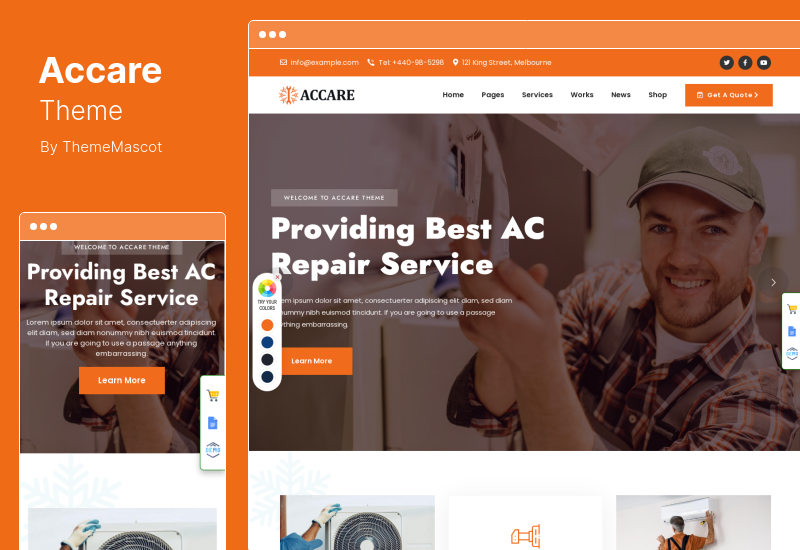 Accare Theme – WordPress-Theme für Heizung und Klimaanlage