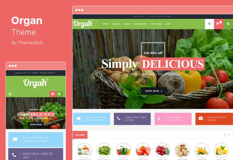 ธีมออร์แกน - ร้านค้าออร์แกนิกและร้านดอกไม้ ธีม WooCommerce