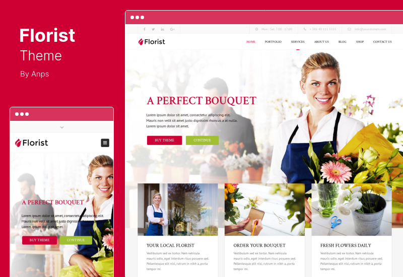 ธีมคนขายดอกไม้ - ร้านดอกไม้และการจัดสวน WordPress Theme