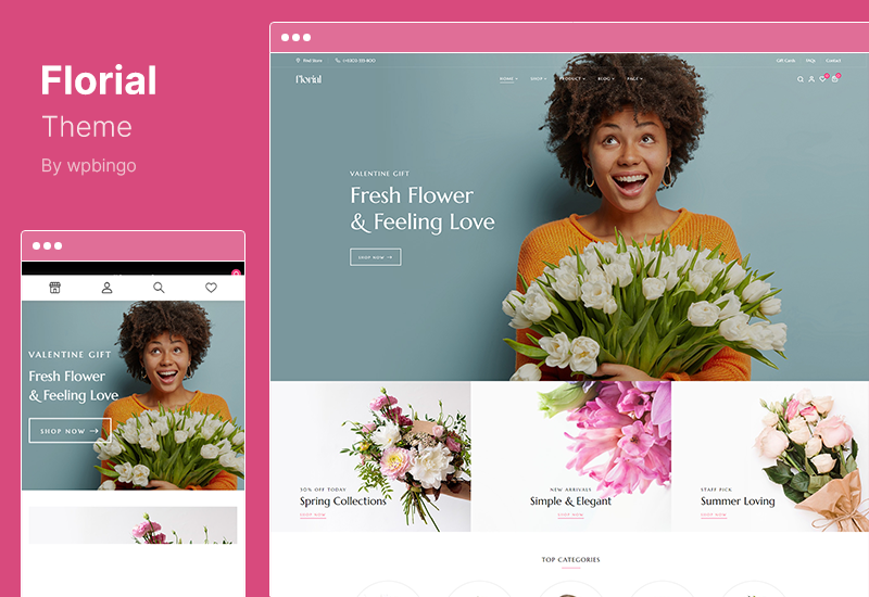 Tema floral - Tema WordPress para loja de flores WooCommerce