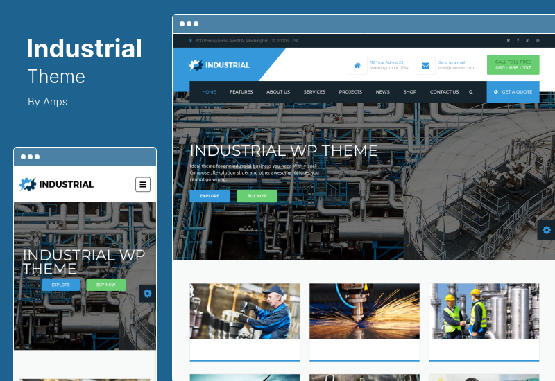 Tema Industrial - Tema WordPress de Negócios de Fábrica