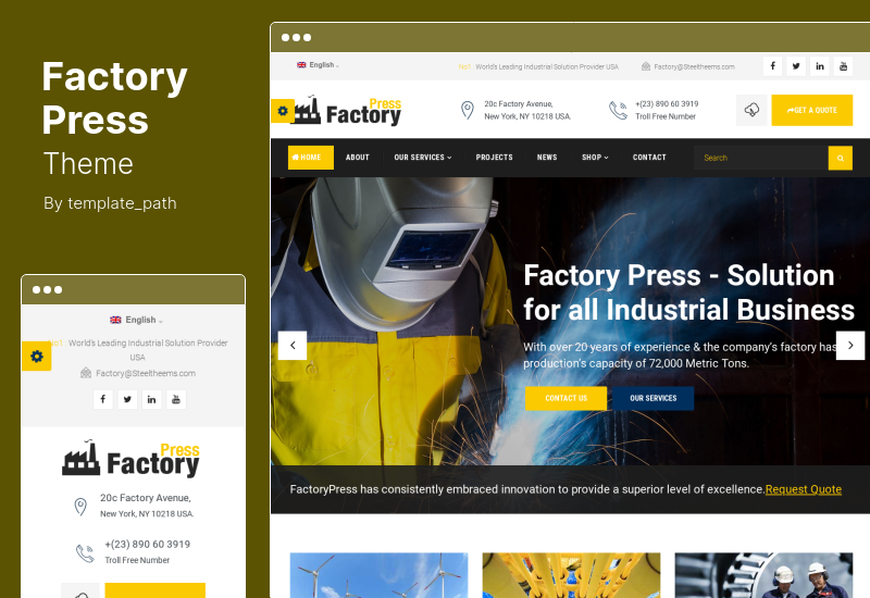 FactoryPress Theme - тема WordPress для фабрики, компании и промышленности