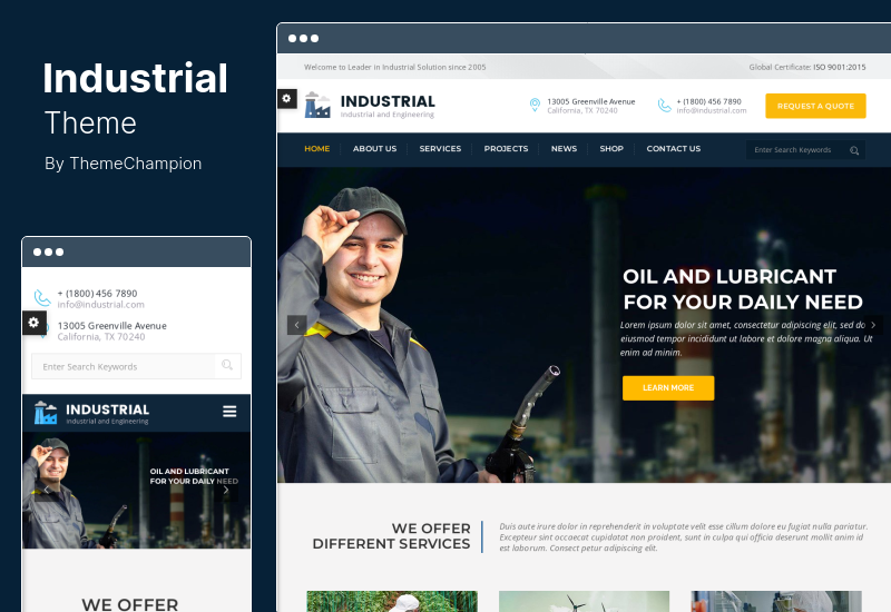 Tema Industrial - Tema WordPress de Engenharia da Indústria