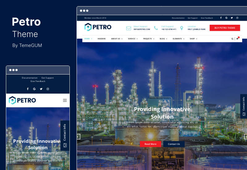 Tema Petro - Tema WordPress de empresa industrial