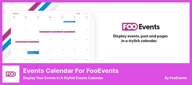 Calendar de evenimente pentru pluginul FooEvents - Afișează-ți evenimentele într-un calendar elegant de evenimente