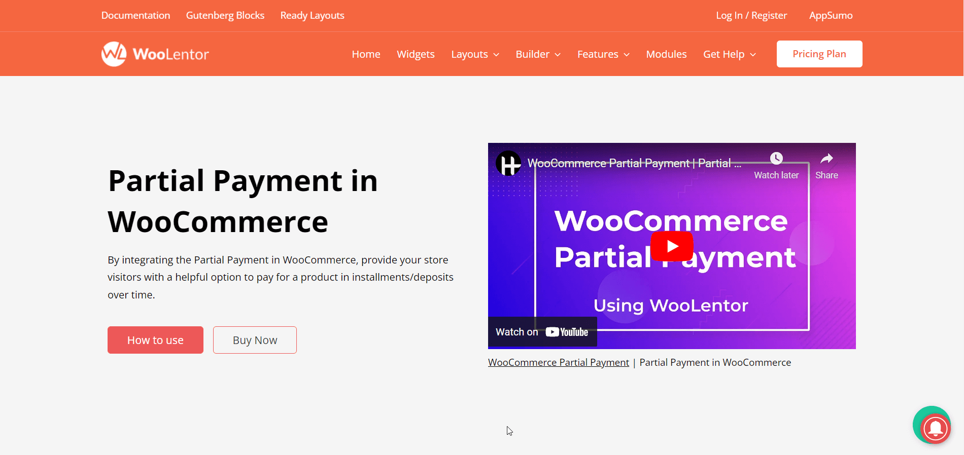 WooLentor WooCommerce ビルダーの一部支払い