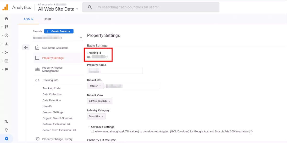 captura de pantalla del panel de control de Google Analytics