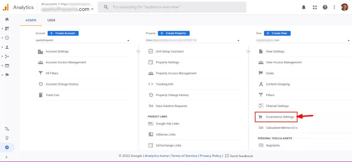 capture d'écran du tableau de bord Google Analytics