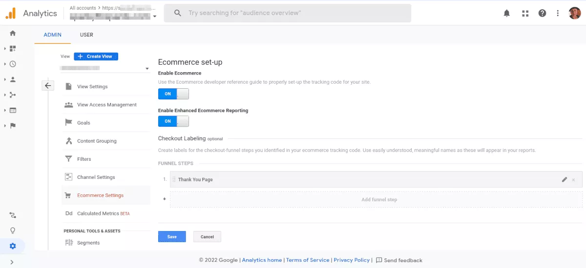 capture d'écran du tableau de bord Google Analytics