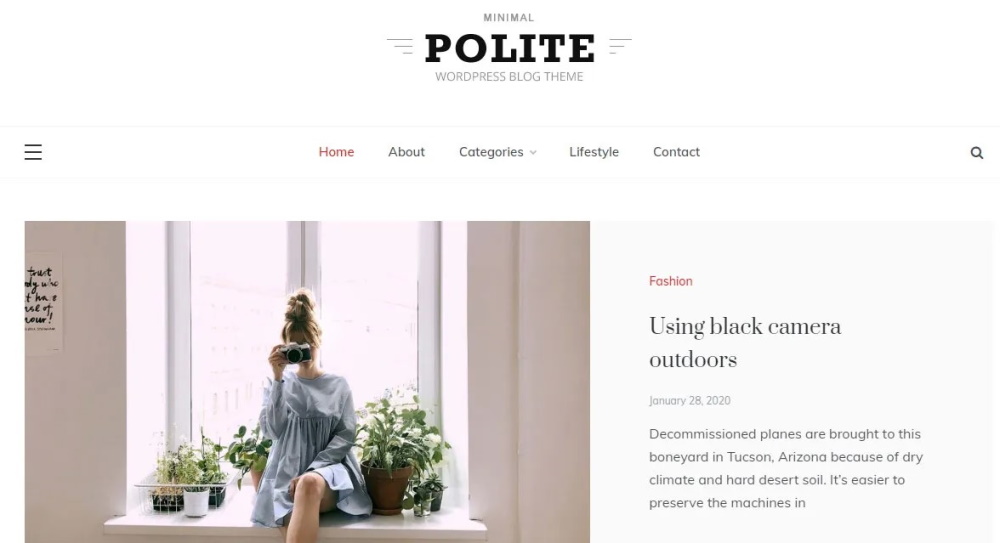 Polite WordPress テーマのデモ Web サイト