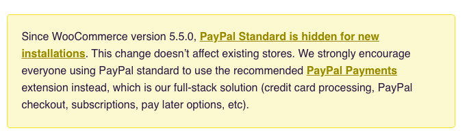 Notification masquée standard PayPal