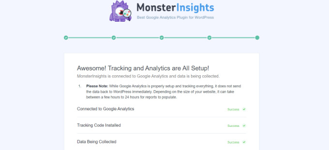 Tracking und Analytics sind alle eingerichtet