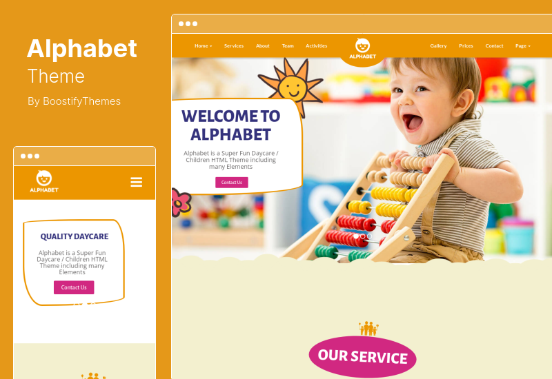 ธีมตัวอักษร - Kids, Children WordPress Theme