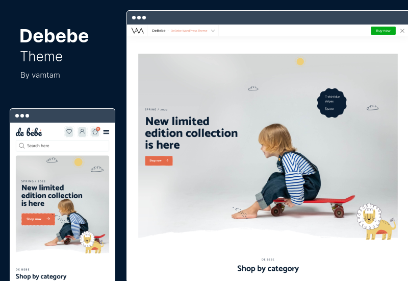 سمة Debebe - موضوع Baby Shop ومتجر Kids Kids WordPress