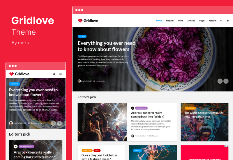 Gridlove 主题 - 新闻门户和杂志 WordPress 主题