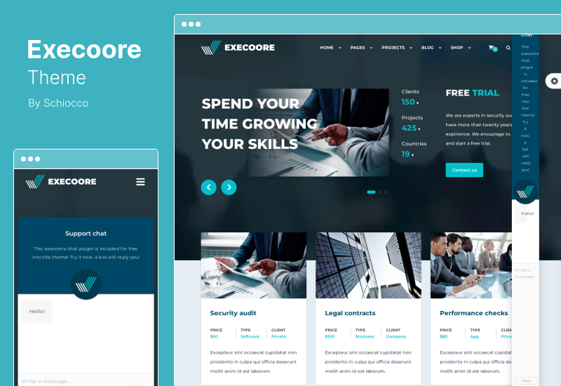 موضوع Execoore - موضوع التكنولوجيا و Fintech WordPress