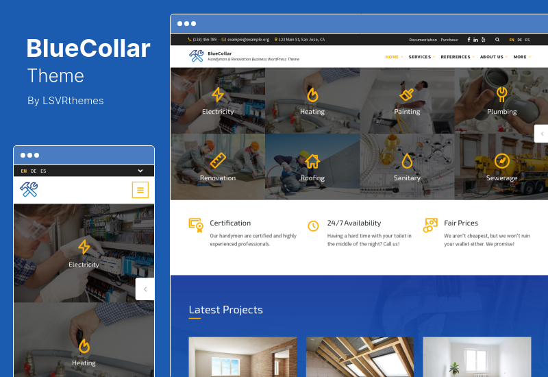 BlueCollar Theme - Handyman Renovation Business WordPress 主题