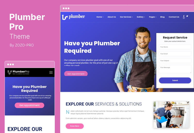 Thème Plumber Pro - Thème WordPress pour les services de réparation de construction