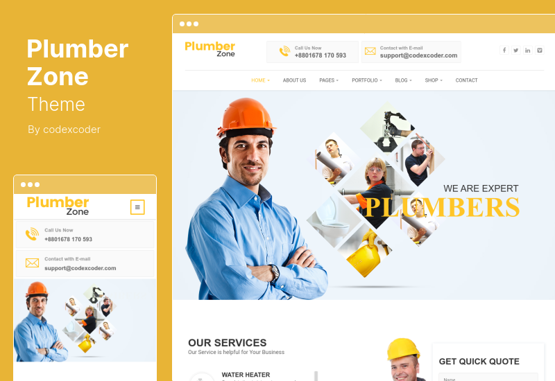 Plumber Zone Theme - Plumbing, Repair Construction WordPress 主题