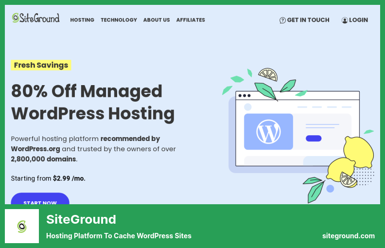 SiteGround 플러그인 - WordPress 사이트를 캐시하는 호스팅 플랫폼