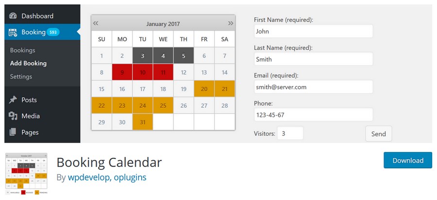 Plugin WordPress pour calendrier de réservation