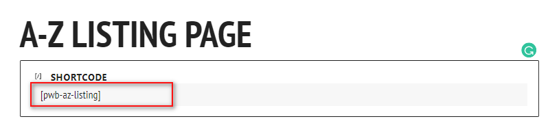 Shortcode für die Markenliste von A-Z