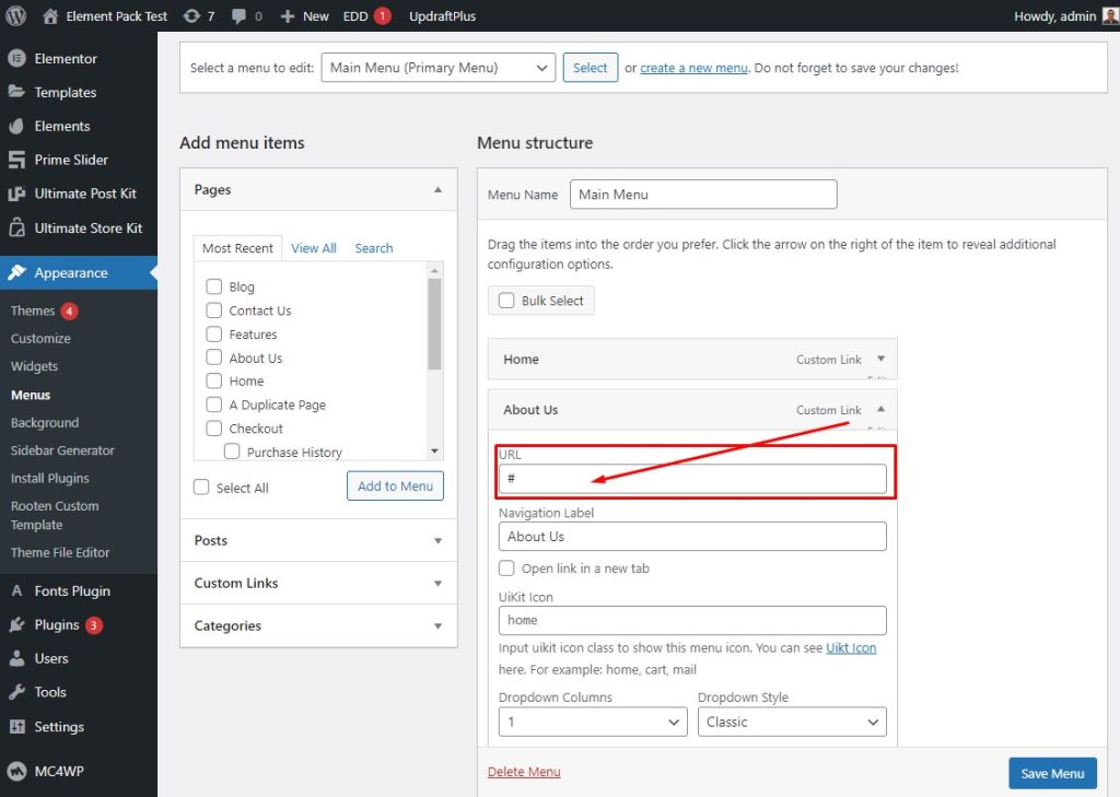 make a custom menu from wordpress menus option 2 - BdThemes