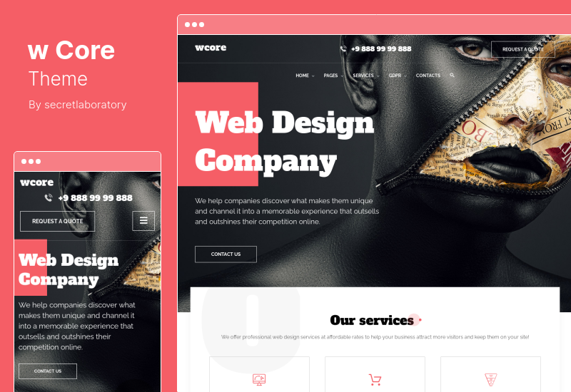 ธีม wCore - หน่วยงานออกแบบเว็บไซต์ WordPress Theme