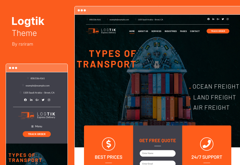 Thème Logtik - Thème WordPress pour la logistique, le fret et le transport