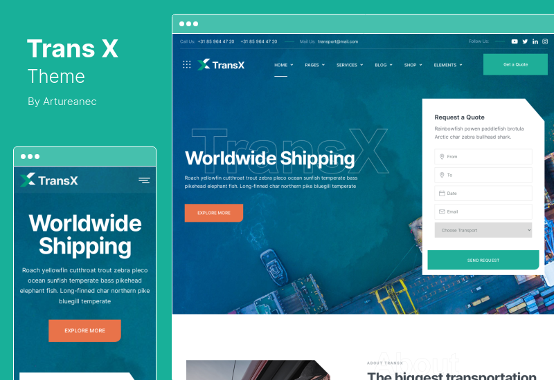 TransX Teması - Taşımacılık ve Lojistik WordPress Teması