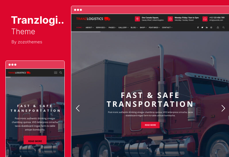 Tranzlogistics 主题 - 物流和货运 WordPress 主题