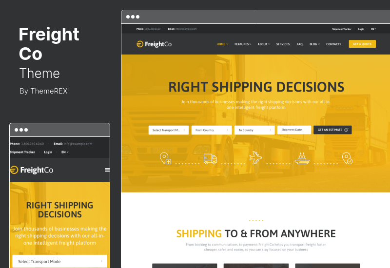 FreightCo テーマ - 輸送と倉庫保管の配送 WordPress テーマ
