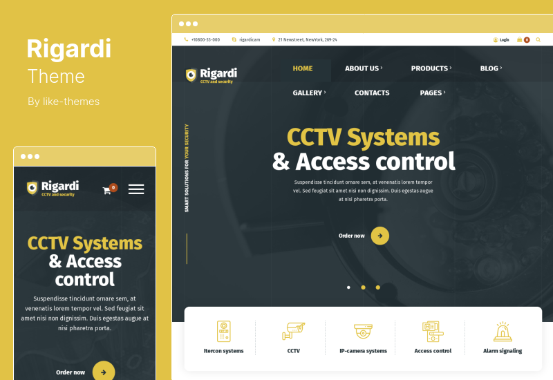 Rigardi テーマ - CCTV Security Company & Body Guard WordPress テーマ