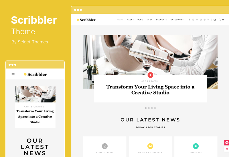 موضوع Scribbler - سمة WordPress مدونة بسيطة