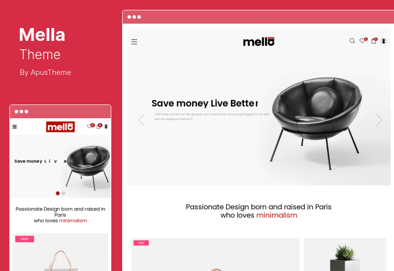 Mella テーマ - ミニマリスト Ajax WooCommerce WordPress テーマ