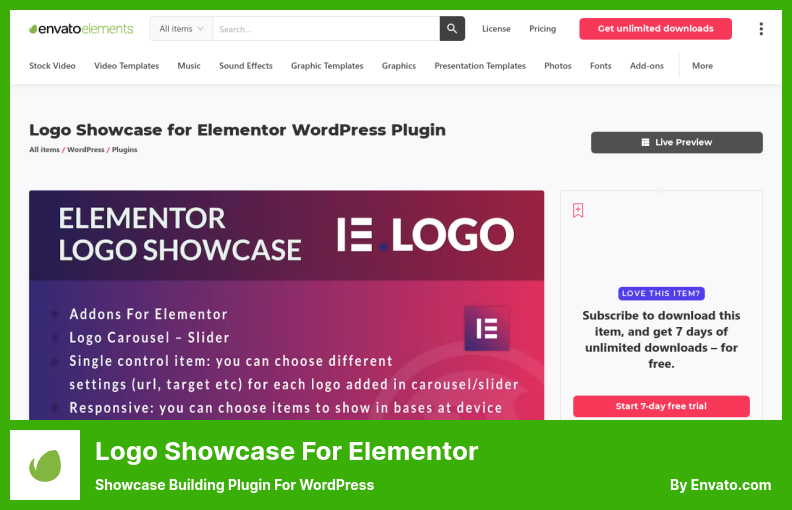 Logo Showcase pour Elementor Plugin - Plugin de création de vitrine pour WordPress