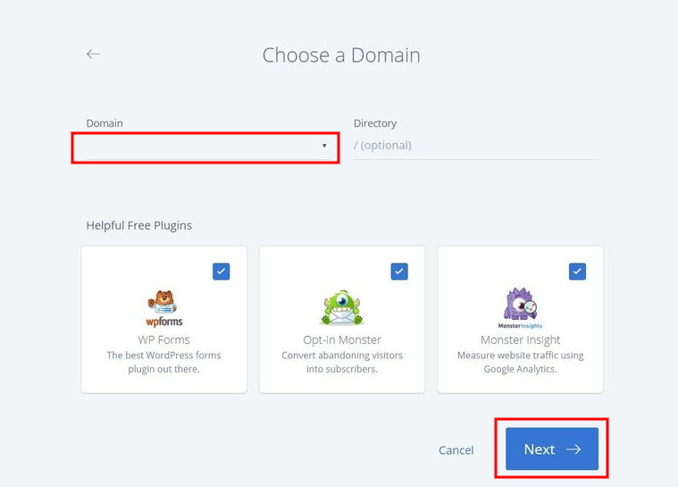 Pilih Nama Domain Bluehost