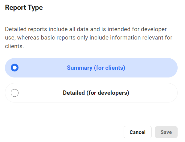 Le Hub : Rapports - Type de rapport