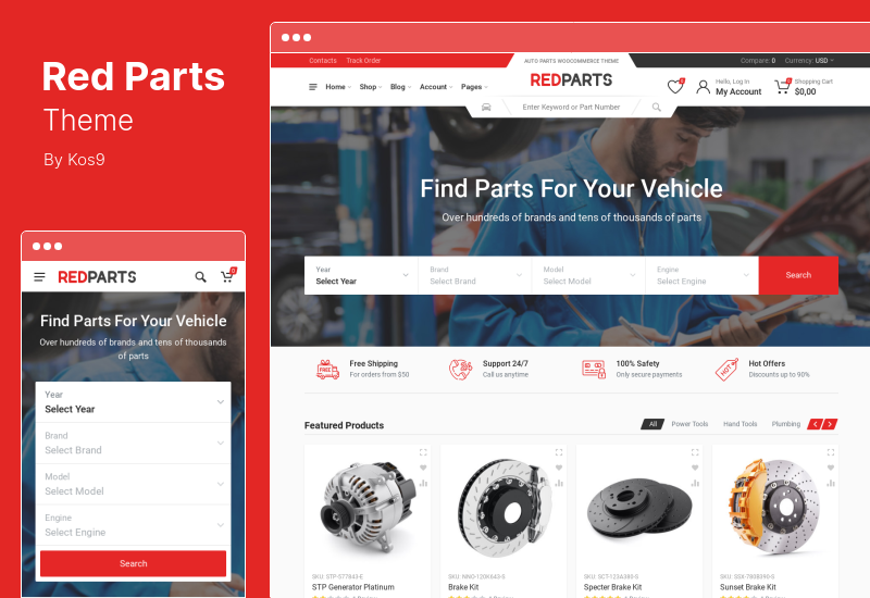 Thème RedParts - Thème WordPress pour pièces automobiles