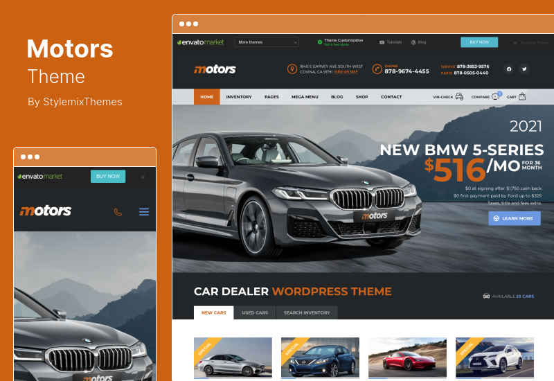 Motors Theme - Tema de WordPress para concesionarios, alquileres y anuncios de coches