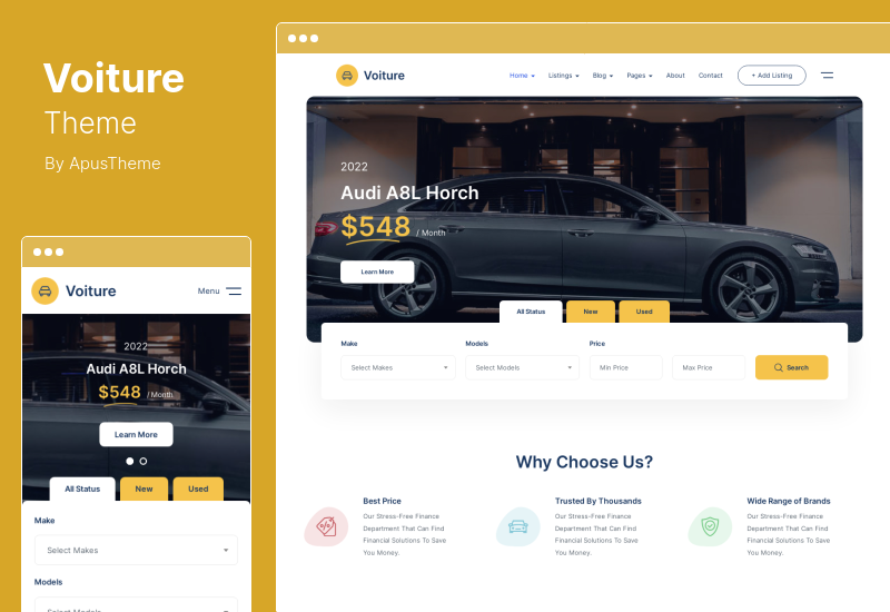 Voiture Theme - Tema de WordPress para concesionarios de coches y automóviles