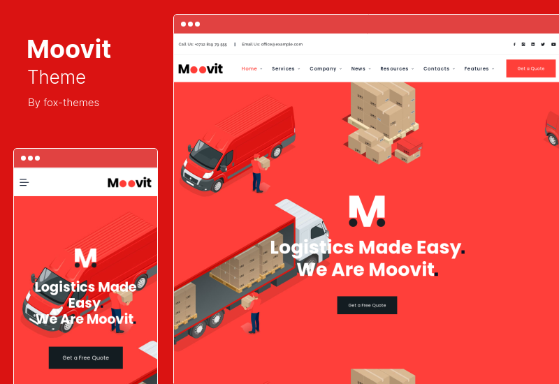 Tema Moovit - Tema WordPress de Logística de Transporte