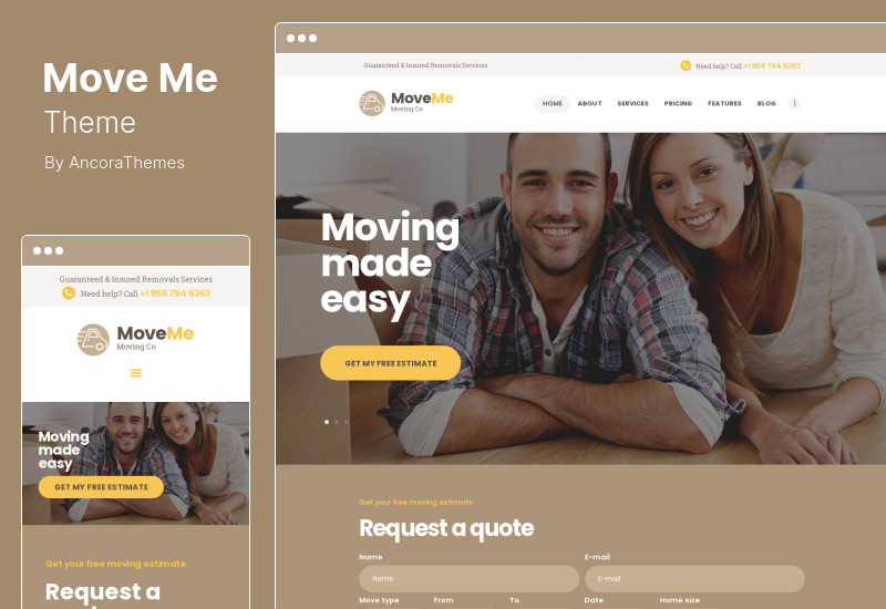 Tema MoveMe - Tema WordPress da empresa de mudança e armazenamento de armazenamento