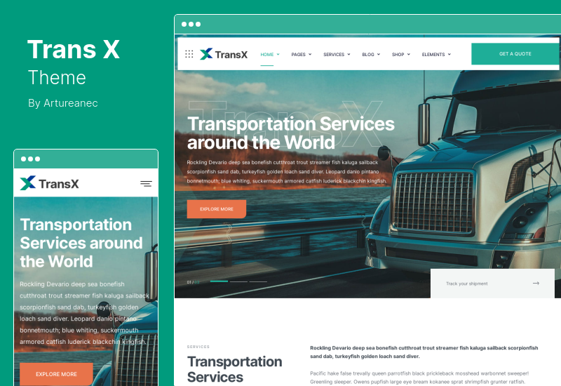 Motyw TransX - Motyw WordPress Transport i logistyka