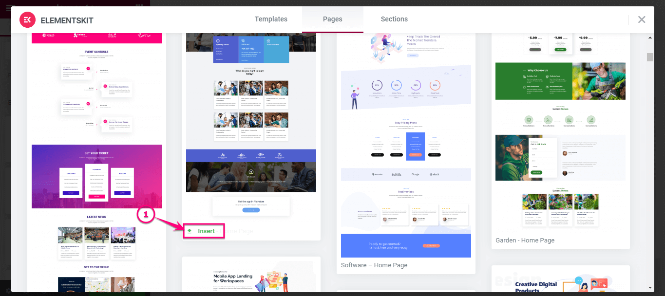 Sisipkan template untuk membuat situs multibahasa dengan ElementsKit