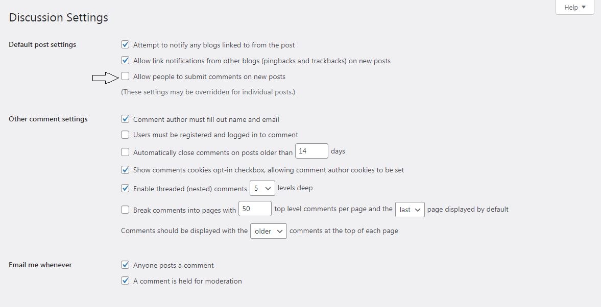 global wordpress ปิดความคิดเห็น