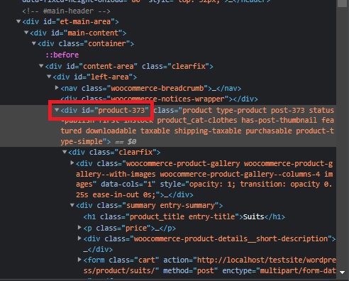 ID de produit inspecter le bouton de commande de changement de place dans woocommerce