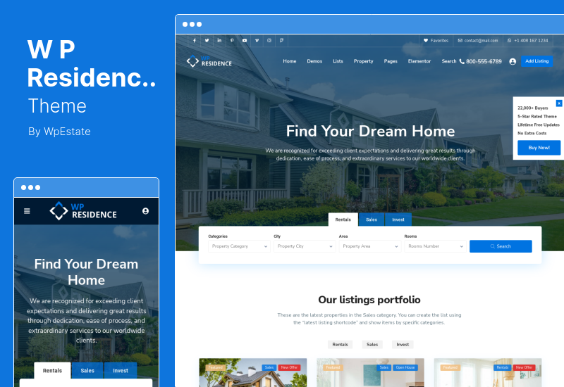 WP Residence Theme - Tema de WordPress para residencias inmobiliarias