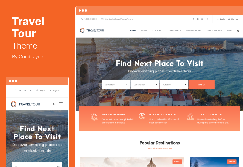 موضوع TravelTour - سمة WordPress لحجز الرحلات والجولات